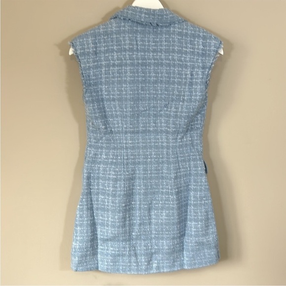 Anthropologie Maeve Sleeveless Tweed Blazer Mini Dress Light Blue Sz 6 NEW - Picture 8 of 14
